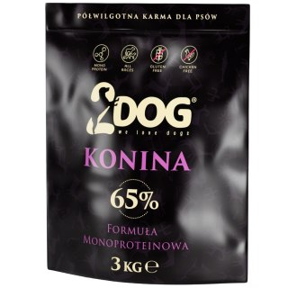 2DOG półwilgotna monoproteinowa karma dla psa z koniną 65% 3 kg