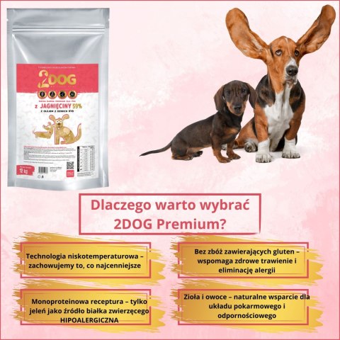 2DOG Monoproteinowa sucha karma dla psa Jagnięcina z olejem z dzikich ryb 12 kg