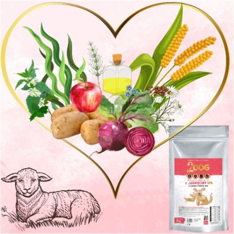 2DOG Monoproteinowa sucha karma dla psa Jagnięcina z olejem z dzikich ryb 12 kg