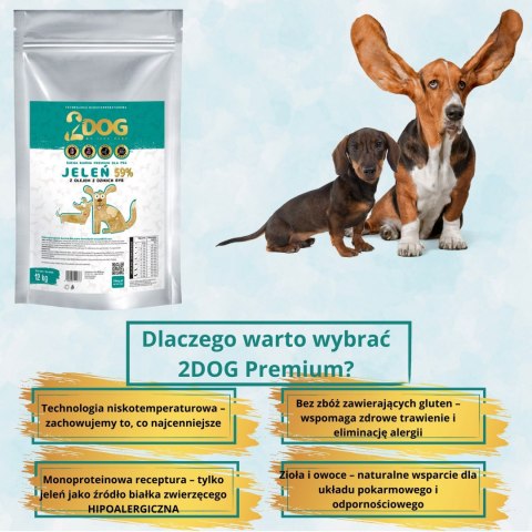 2DOG Premium monoproteinowa sucha karma dla psa z jeleniem 12 kg
