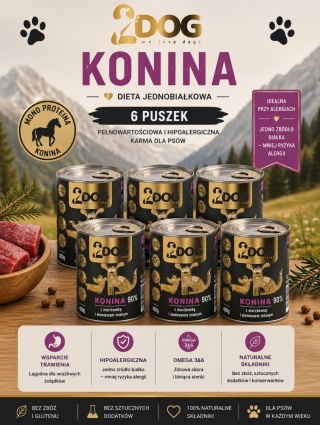 Zestaw: 2DOG KONINA - 6 puszek